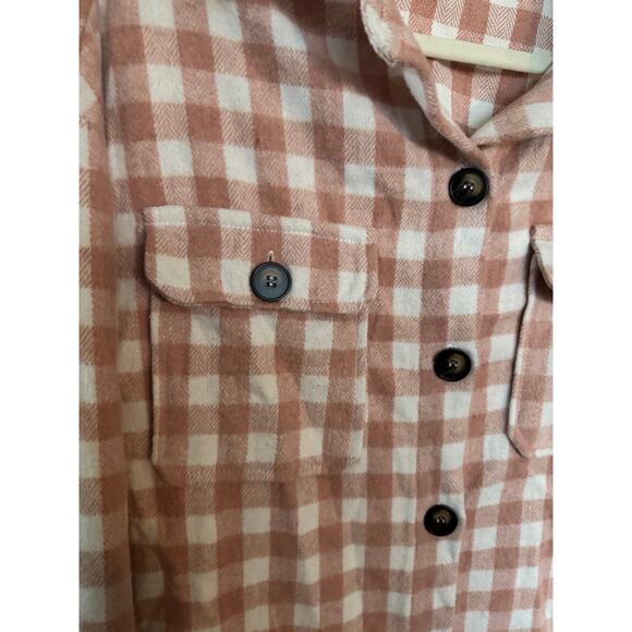 She & Sky Coral Plaid Shacket - Western Feminine - M - Picture 7 of 13